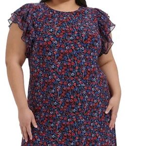 NWT Tommy Hilfiger Floral Ruffle Sleeve Dress.  Pull Over. Women’s size 16.